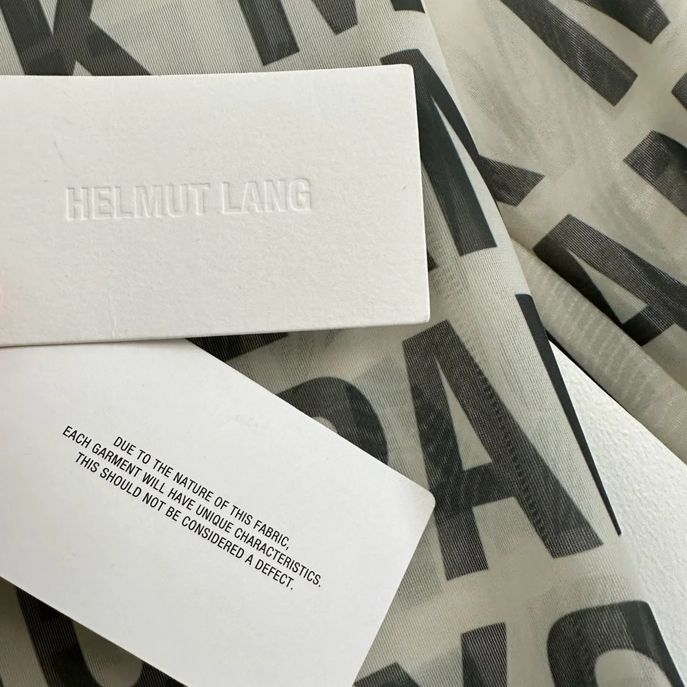 New With Tags Helmut Lang Black Logo Print Long Sleeve Top on Cream - Picture 14 of 14